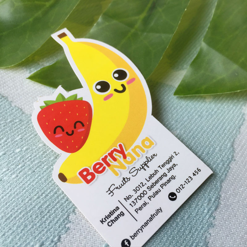 Banana shaped die cut business cards