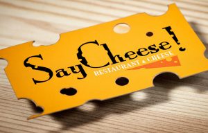 Cheese shape die cut business card